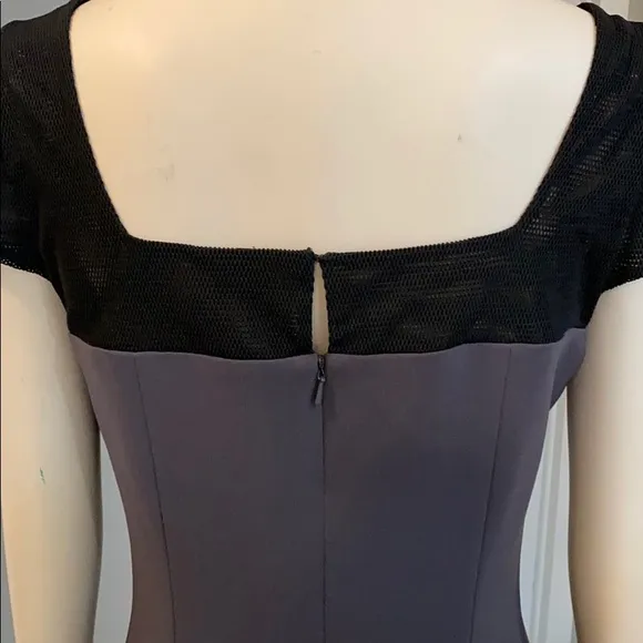 Jay Godfrey cap sleeves grey/black mesh detail dress size 4, NWOT