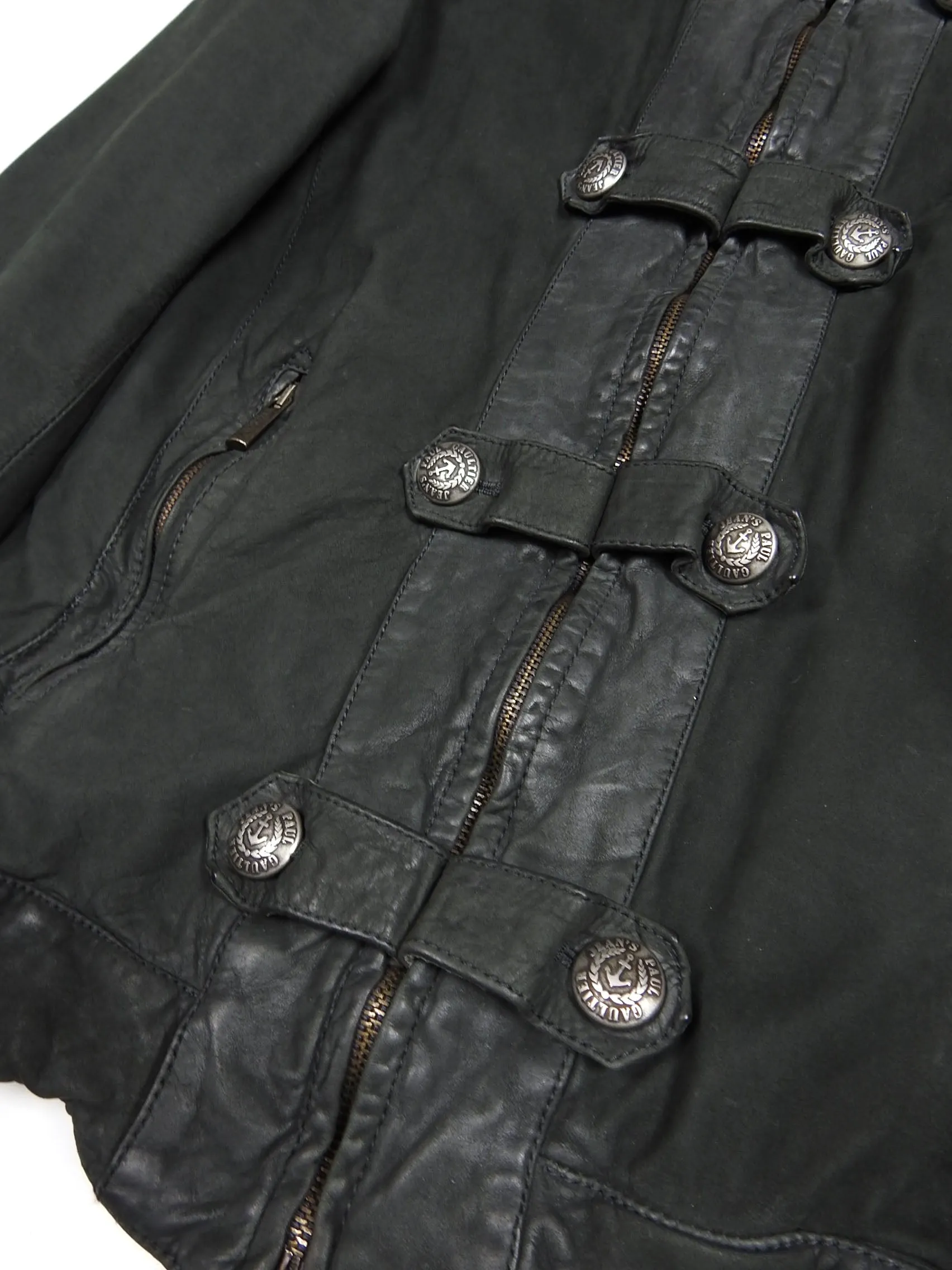 Jean’s Paul Gaultier Grey Leather Zip Jacket Size 50