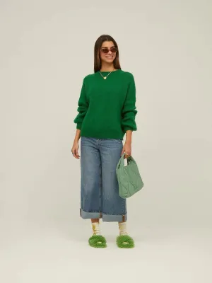 Jersey Liso Manga Abullonada Verde
