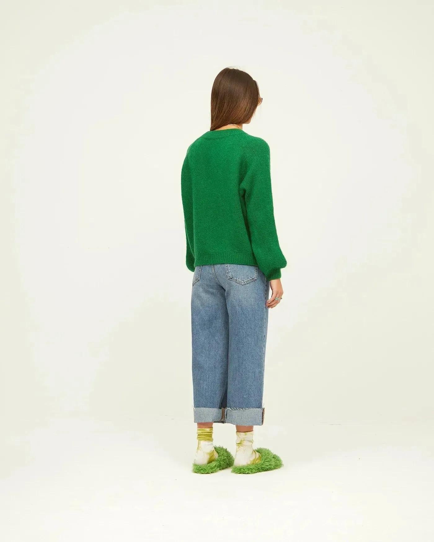 Jersey Liso Manga Abullonada Verde