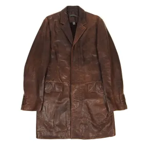 John Varvatos Leather Coat Size 48
