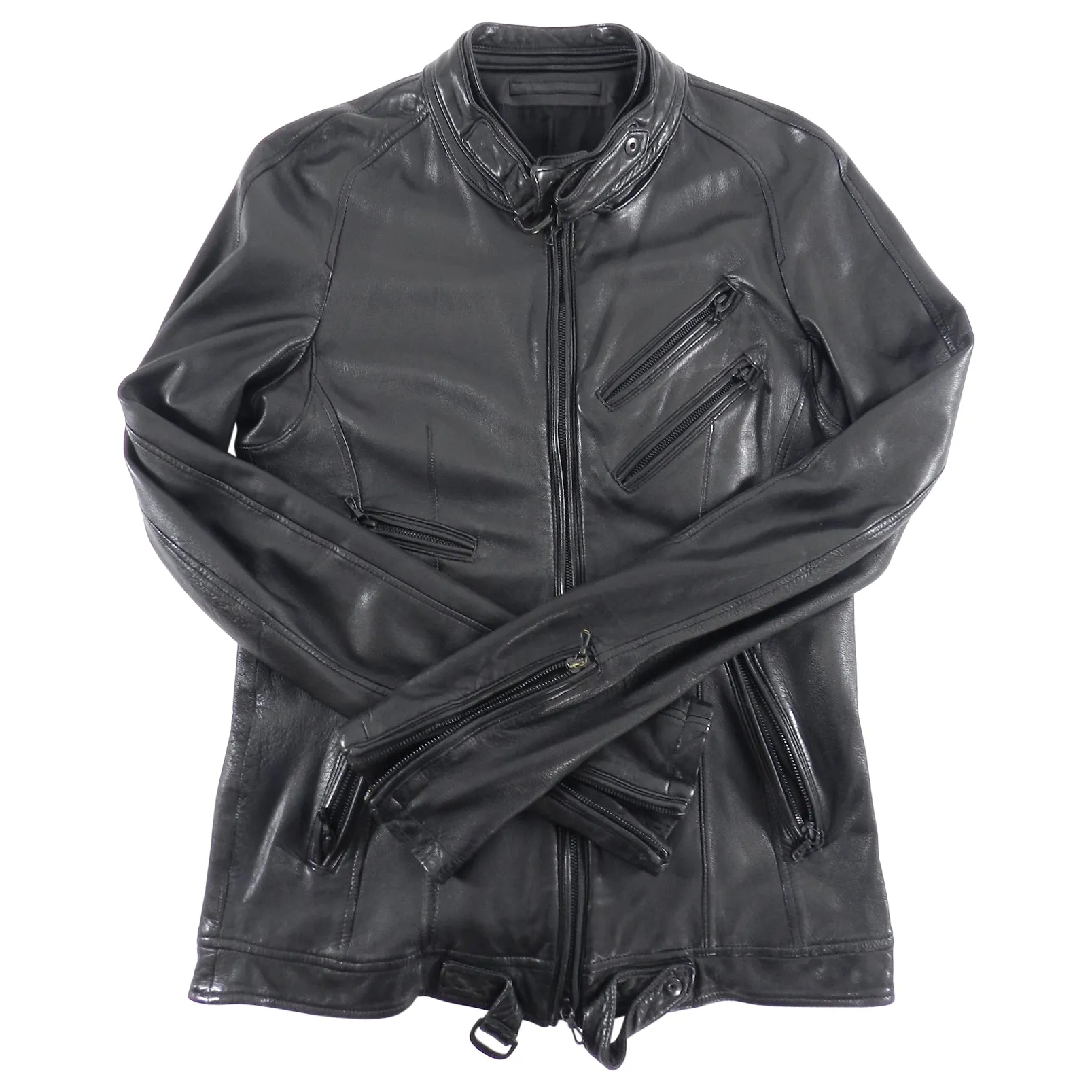 Julius 7 Tokyo Fall 2012 Black Leather Slim Fit Moto Jacket - XS