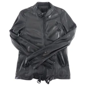 Julius 7 Tokyo Fall 2012 Black Leather Slim Fit Moto Jacket - XS