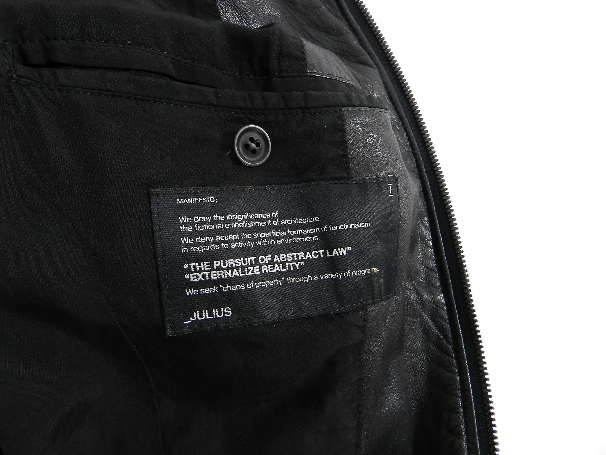 Julius 7 Tokyo Fall 2012 Black Leather Slim Fit Moto Jacket - XS