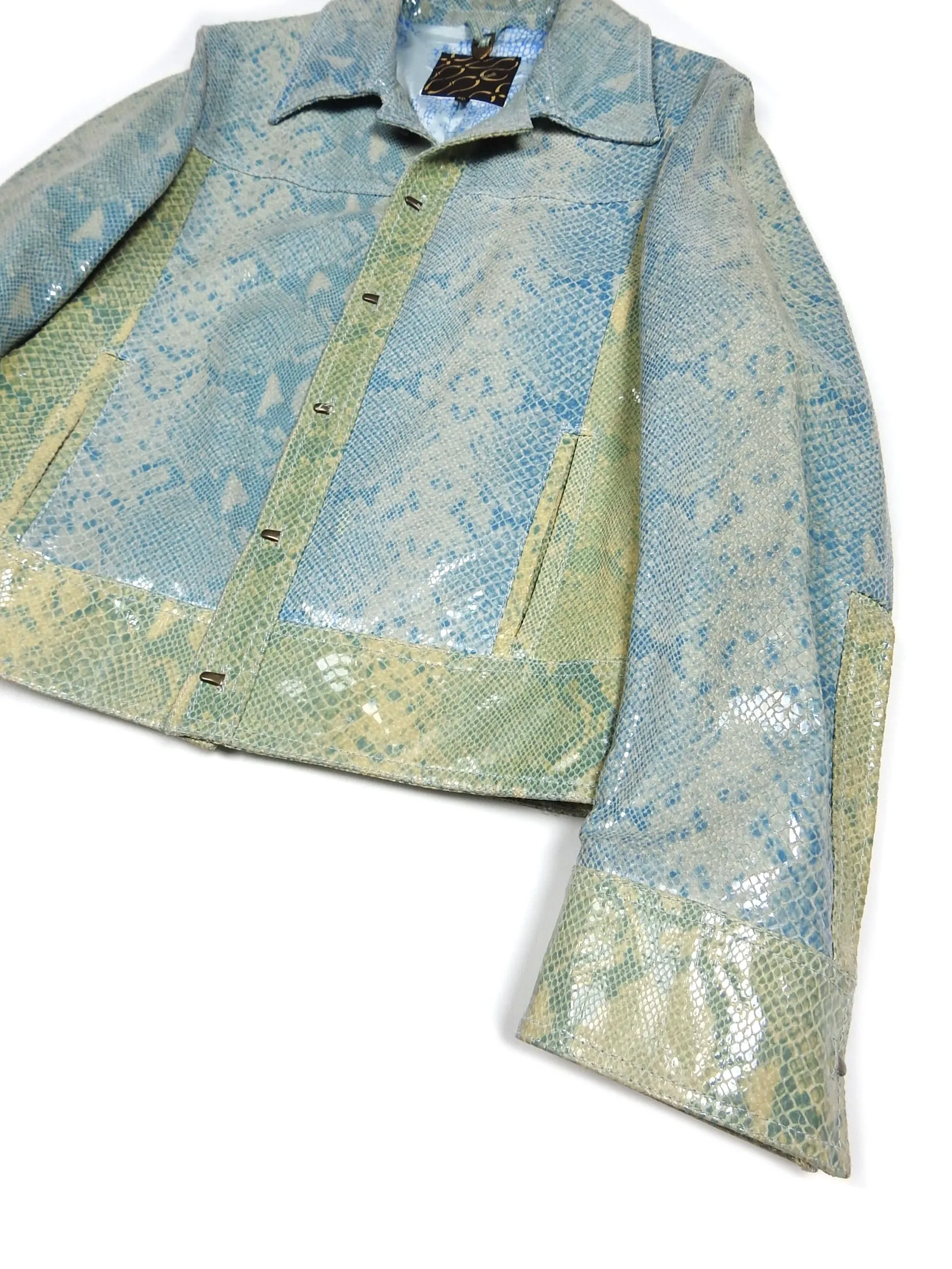 Just Cavalli Turquoise Python Jacket Size 50
