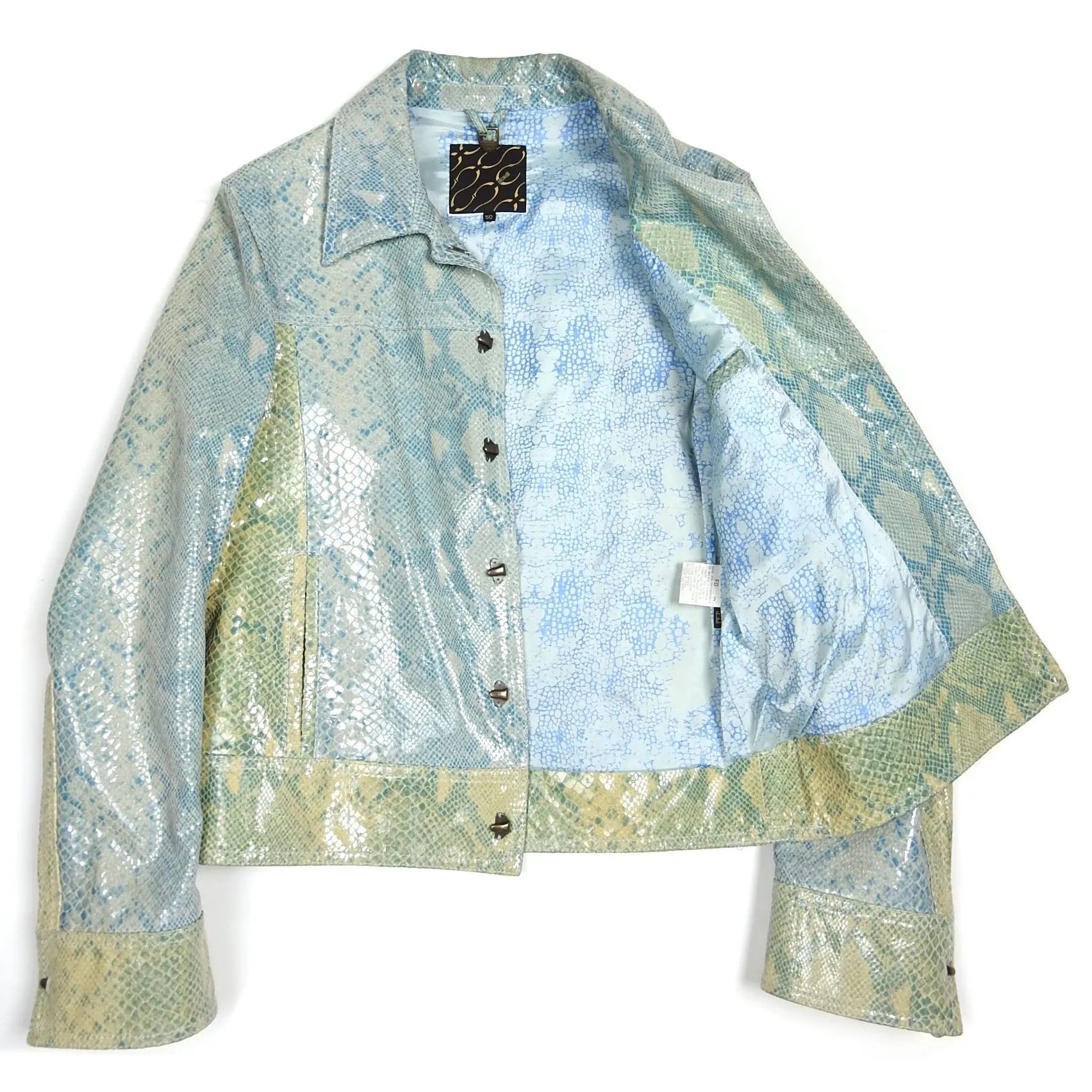 Just Cavalli Turquoise Python Jacket Size 50