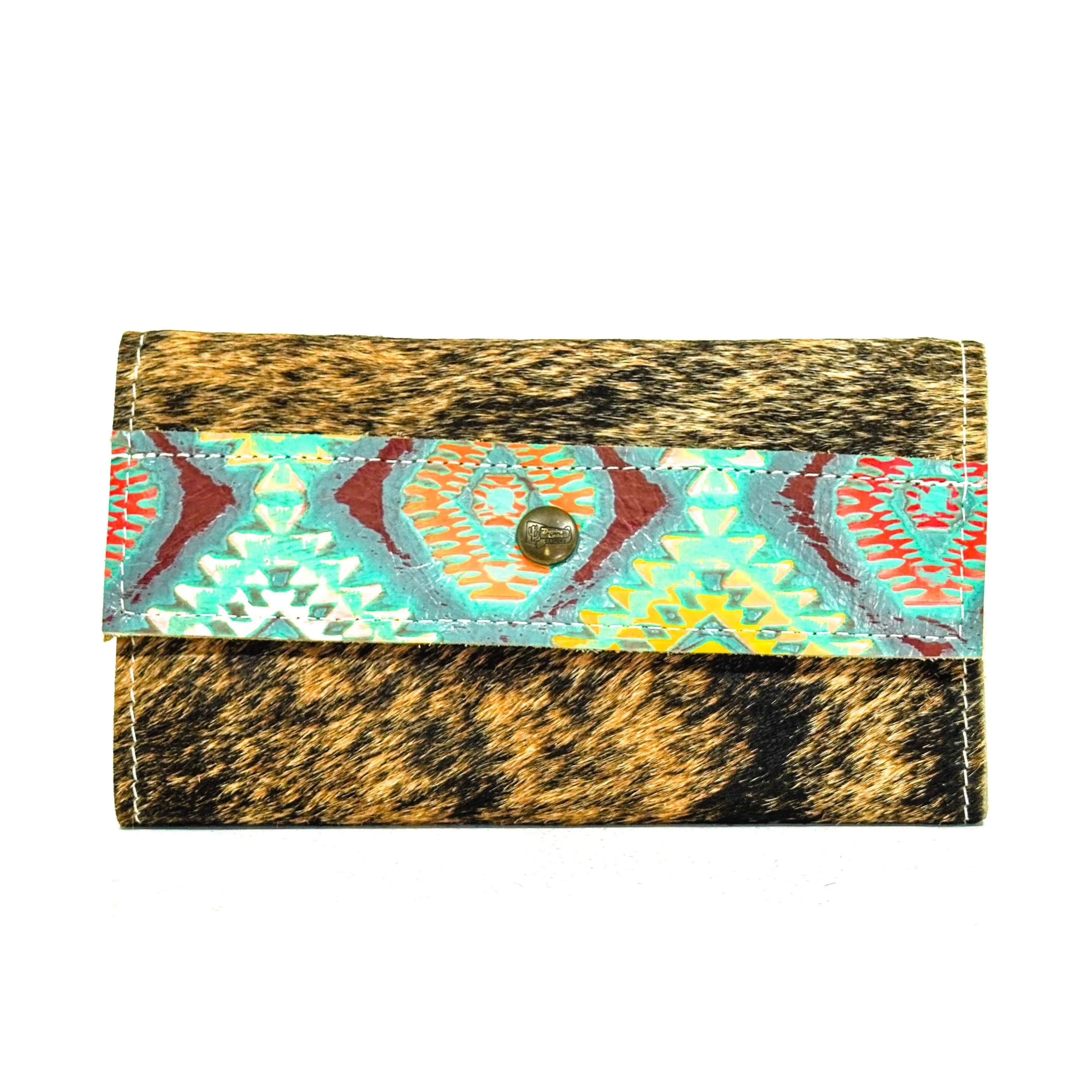 Kacey Wallet - Brindle w/ Rainbow Aztec