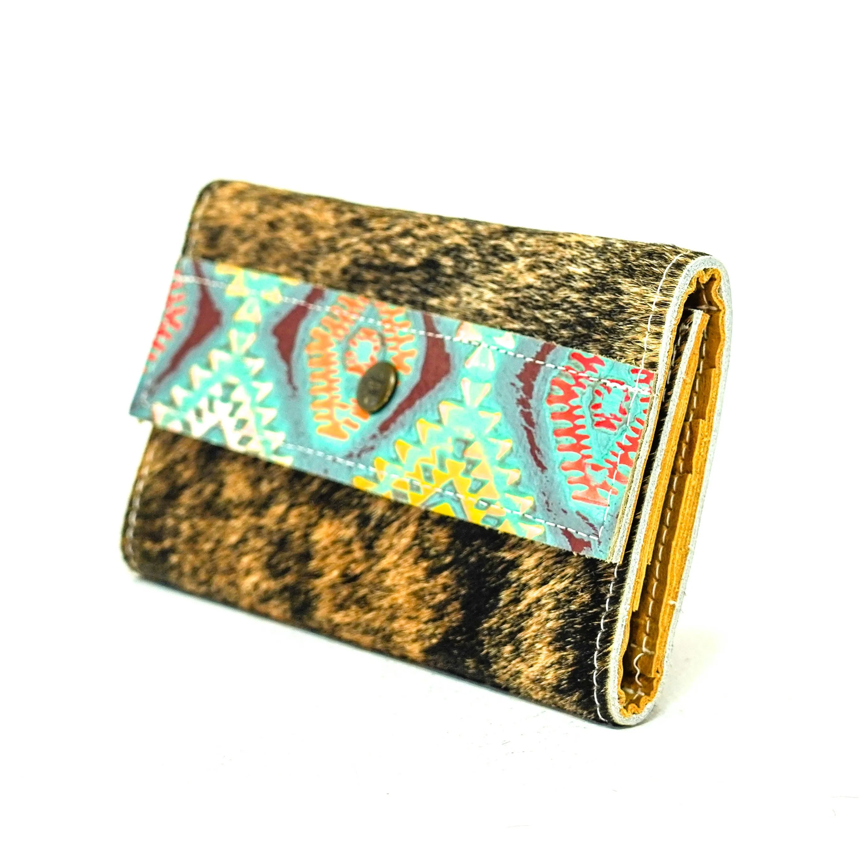 Kacey Wallet - Brindle w/ Rainbow Aztec