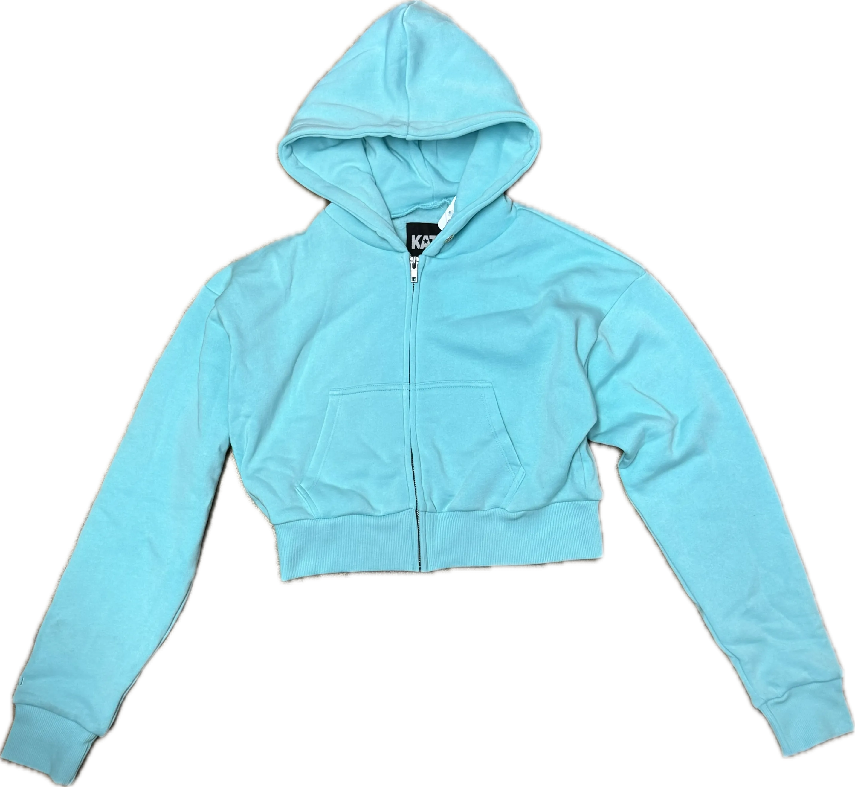 KATIEJ NYC- TWEEN DYLAN ZIP CROP HOODIE (sea glass)