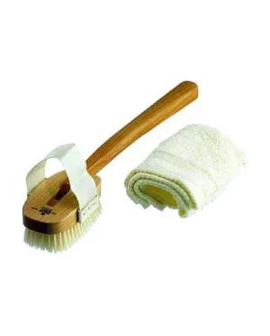 Kent K-FD3 Aqua Bath Brush, Detachable Head With Strap, White Bristle, Beechwood