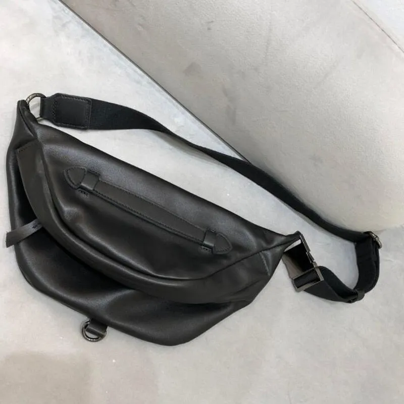 Leather Chest Bag Fanny Pack Bag Crossbody Bag Saddle Bag Black/Brown