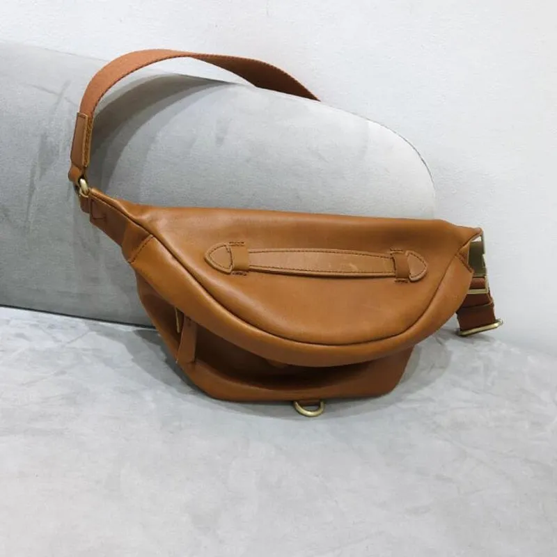 Leather Chest Bag Fanny Pack Bag Crossbody Bag Saddle Bag Black/Brown