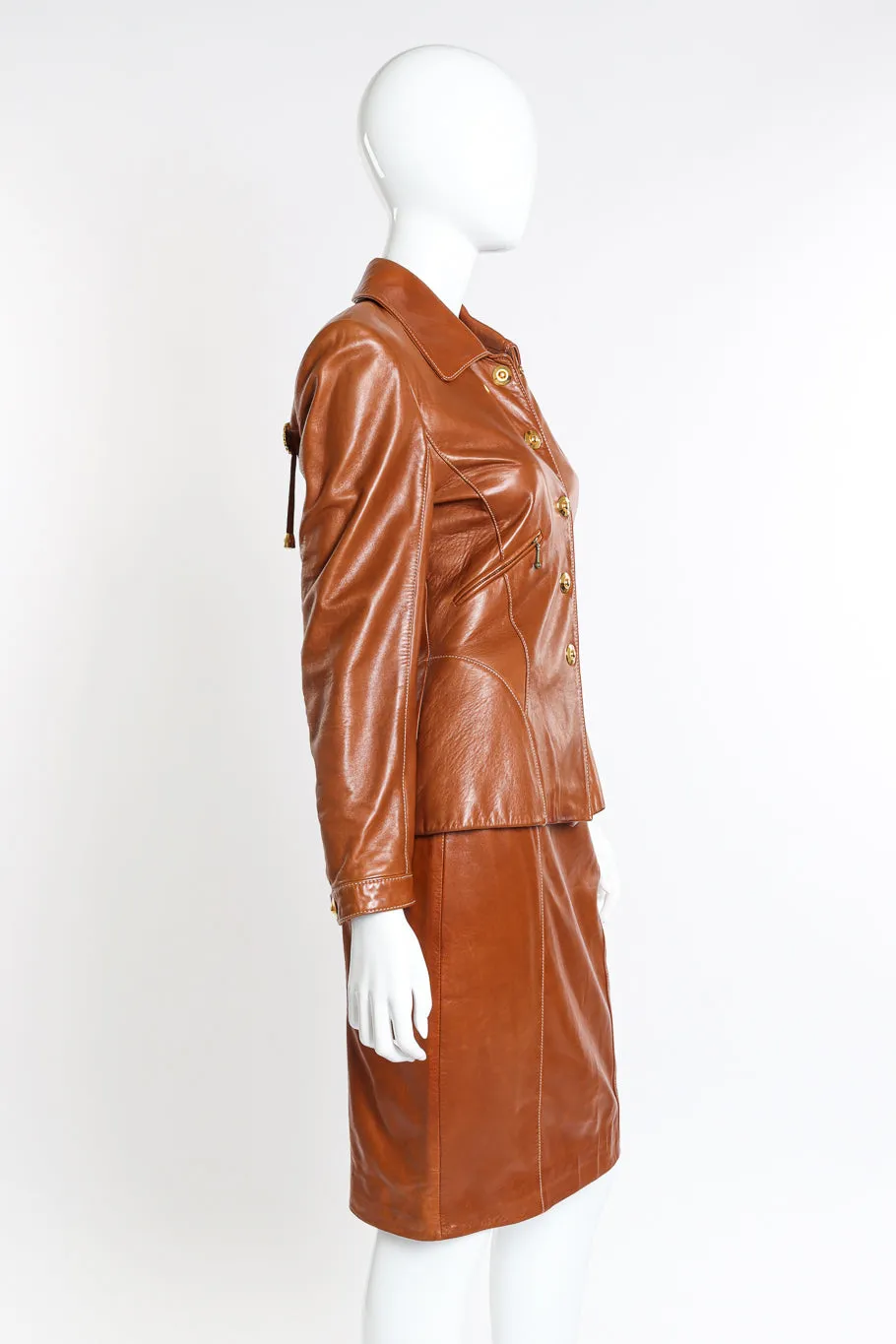 Leather Fringe Jacket & Skirt Set