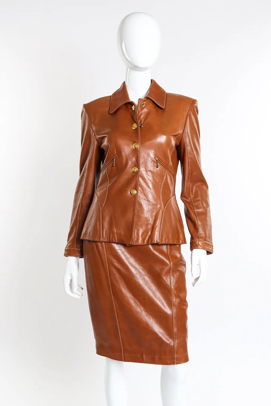 Leather Fringe Jacket & Skirt Set