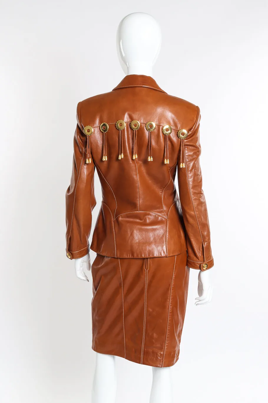 Leather Fringe Jacket & Skirt Set