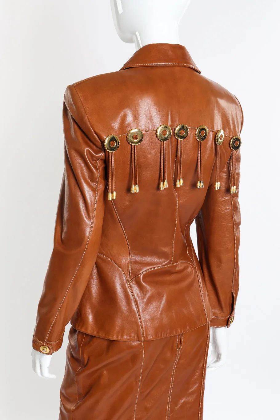Leather Fringe Jacket & Skirt Set
