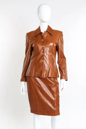 Leather Fringe Jacket & Skirt Set