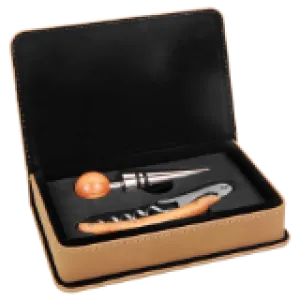 Leatherette 2-Piece Wine Tool Set