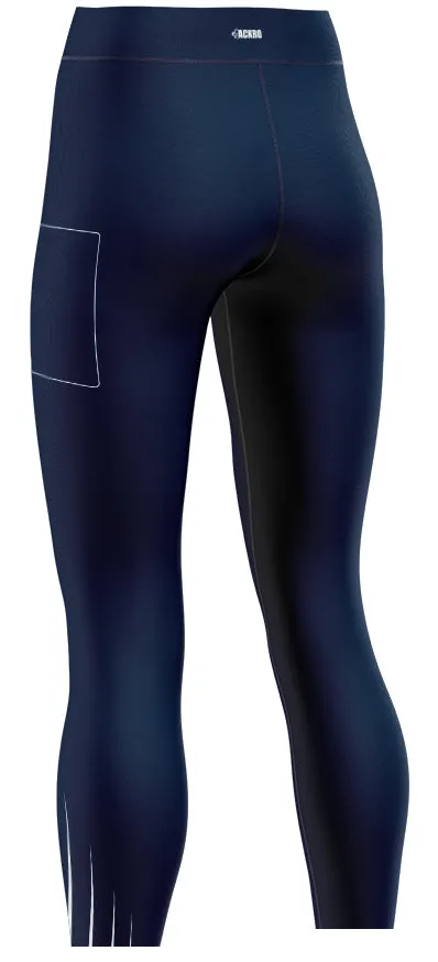 Legging  3/4 réversible avec 1 poche sur le côté Marine - Triathlon Laval