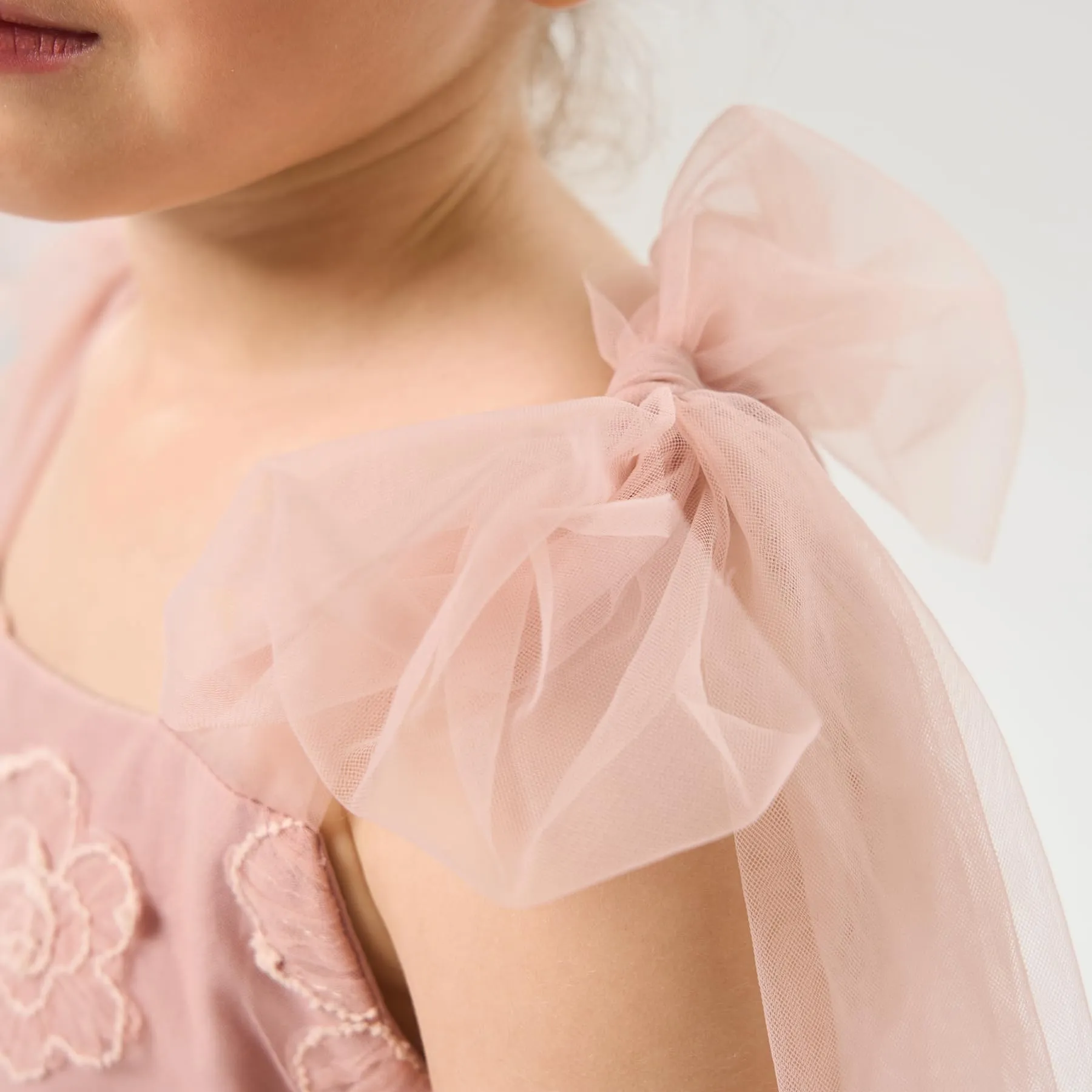 Lily Adjustable Strap Girl Dress in Dusty Pink