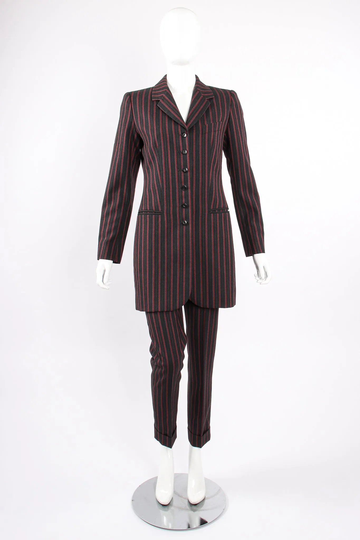 Longline Pinstripe Jacket & Pant Suit