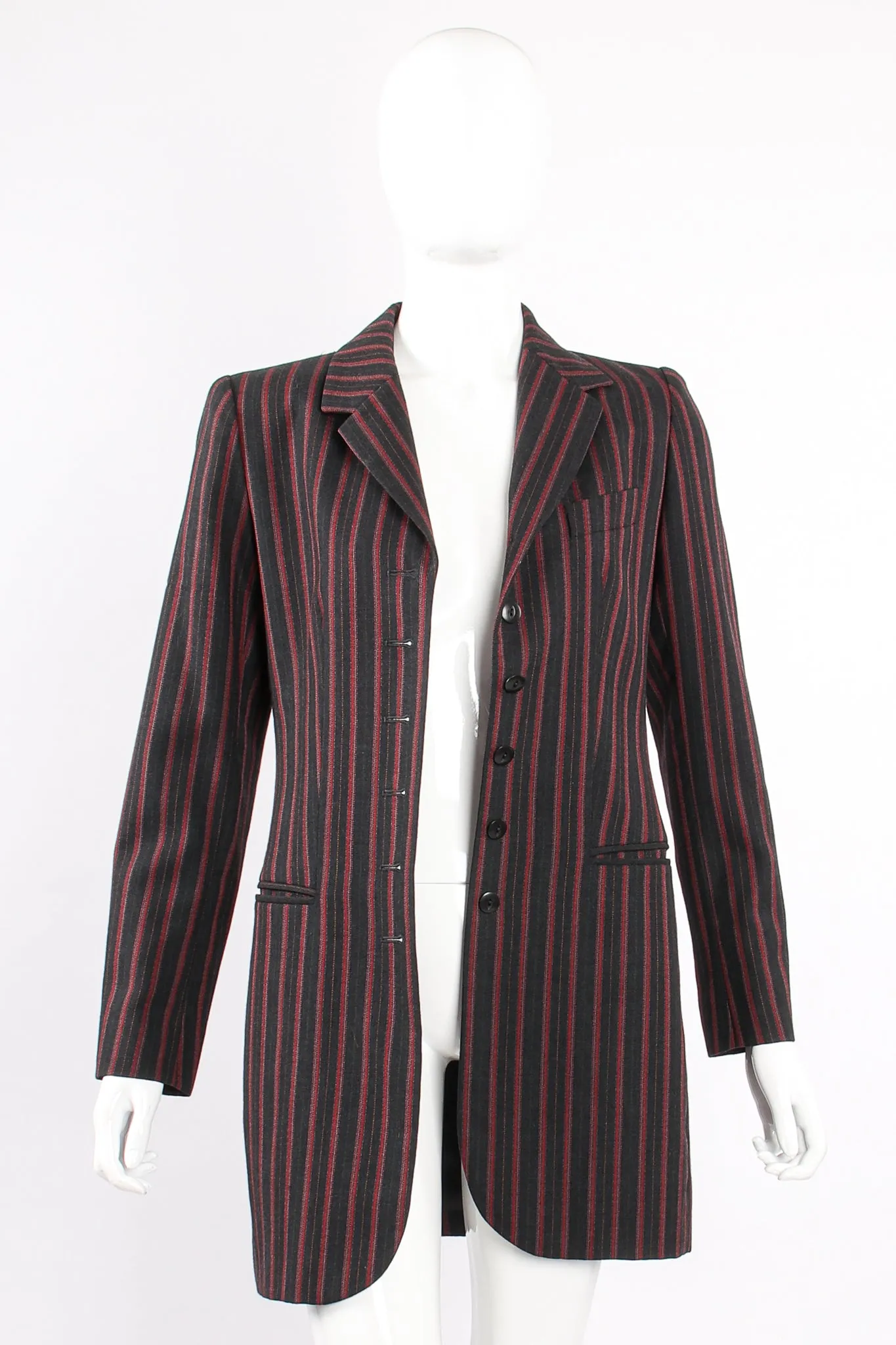 Longline Pinstripe Jacket & Pant Suit
