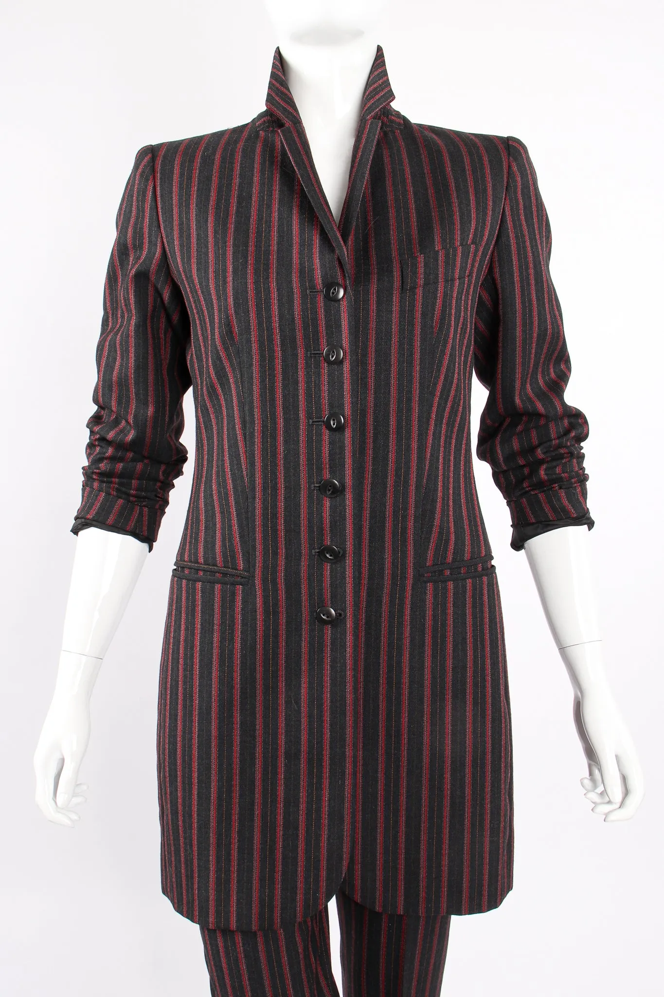 Longline Pinstripe Jacket & Pant Suit