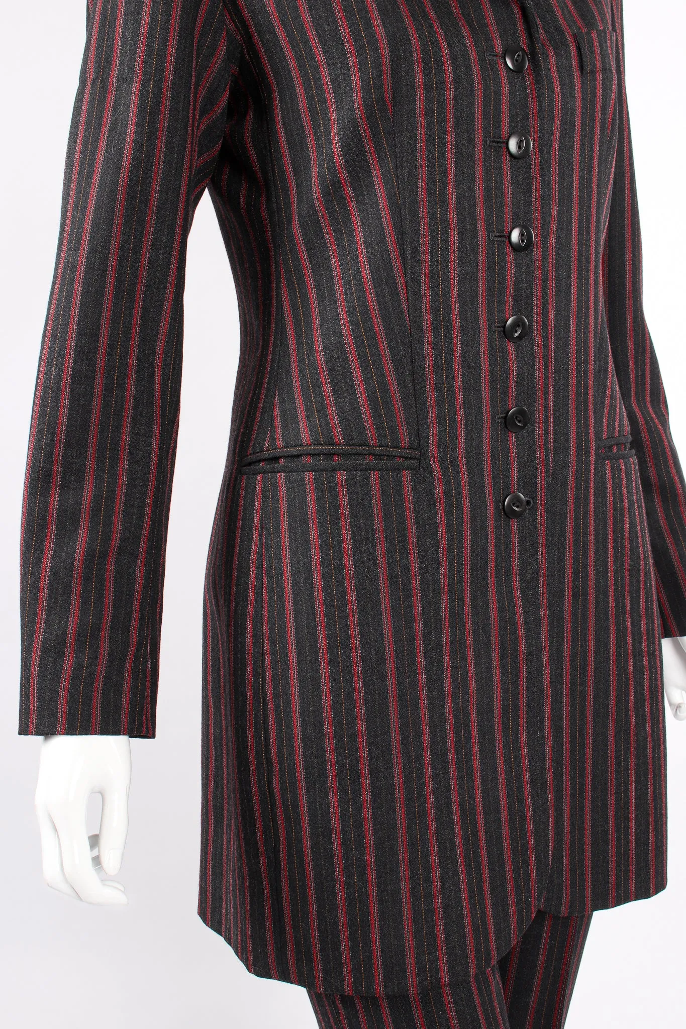 Longline Pinstripe Jacket & Pant Suit