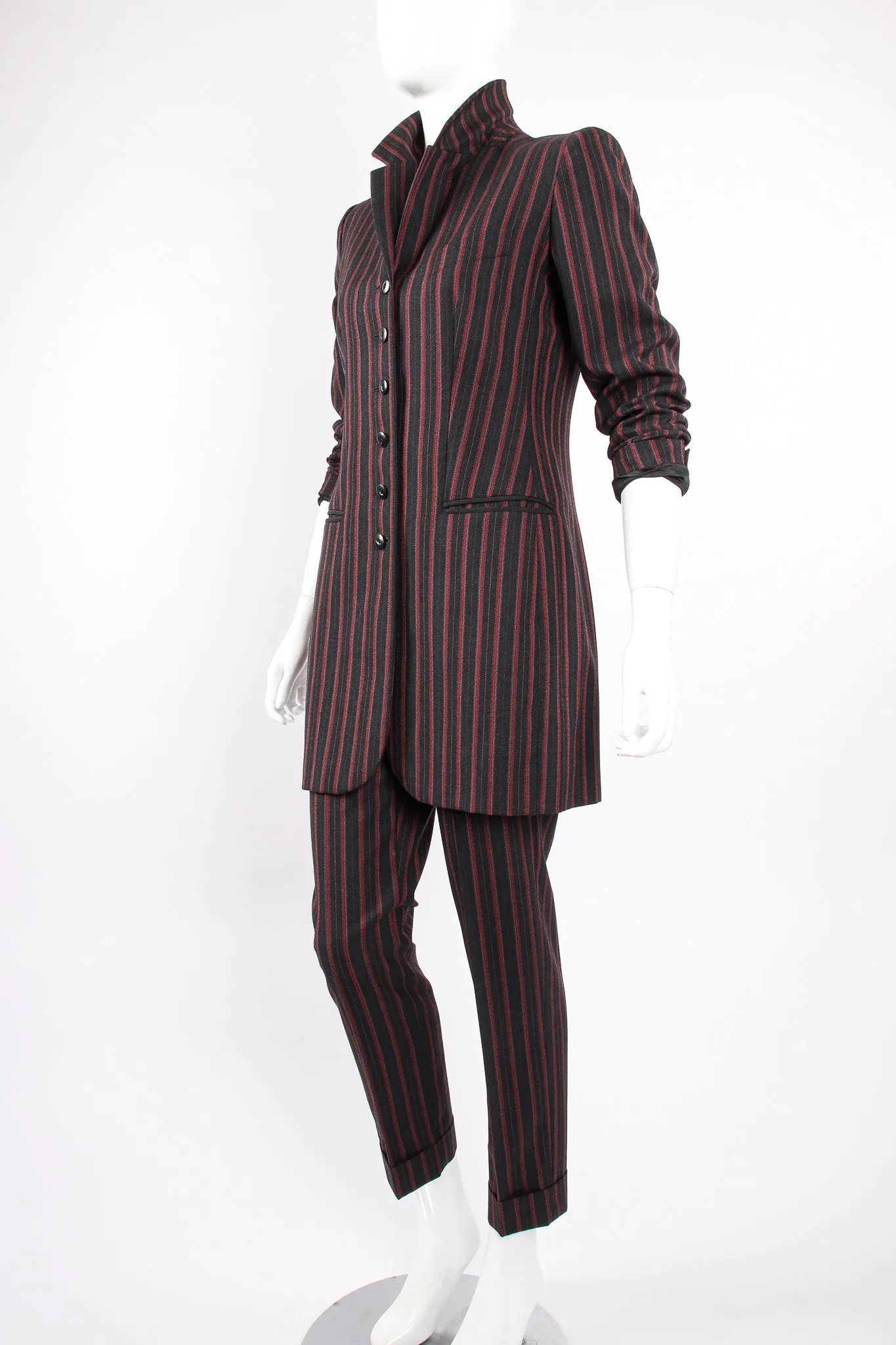 Longline Pinstripe Jacket & Pant Suit