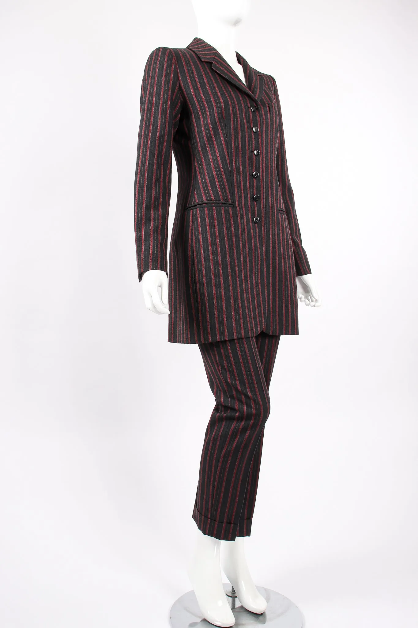 Longline Pinstripe Jacket & Pant Suit
