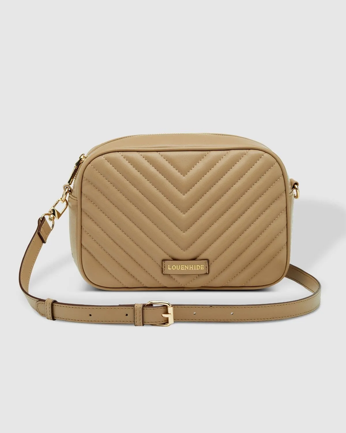 LOUENHIDE Anastasia Quilted Crossbody Bag - Coffee
