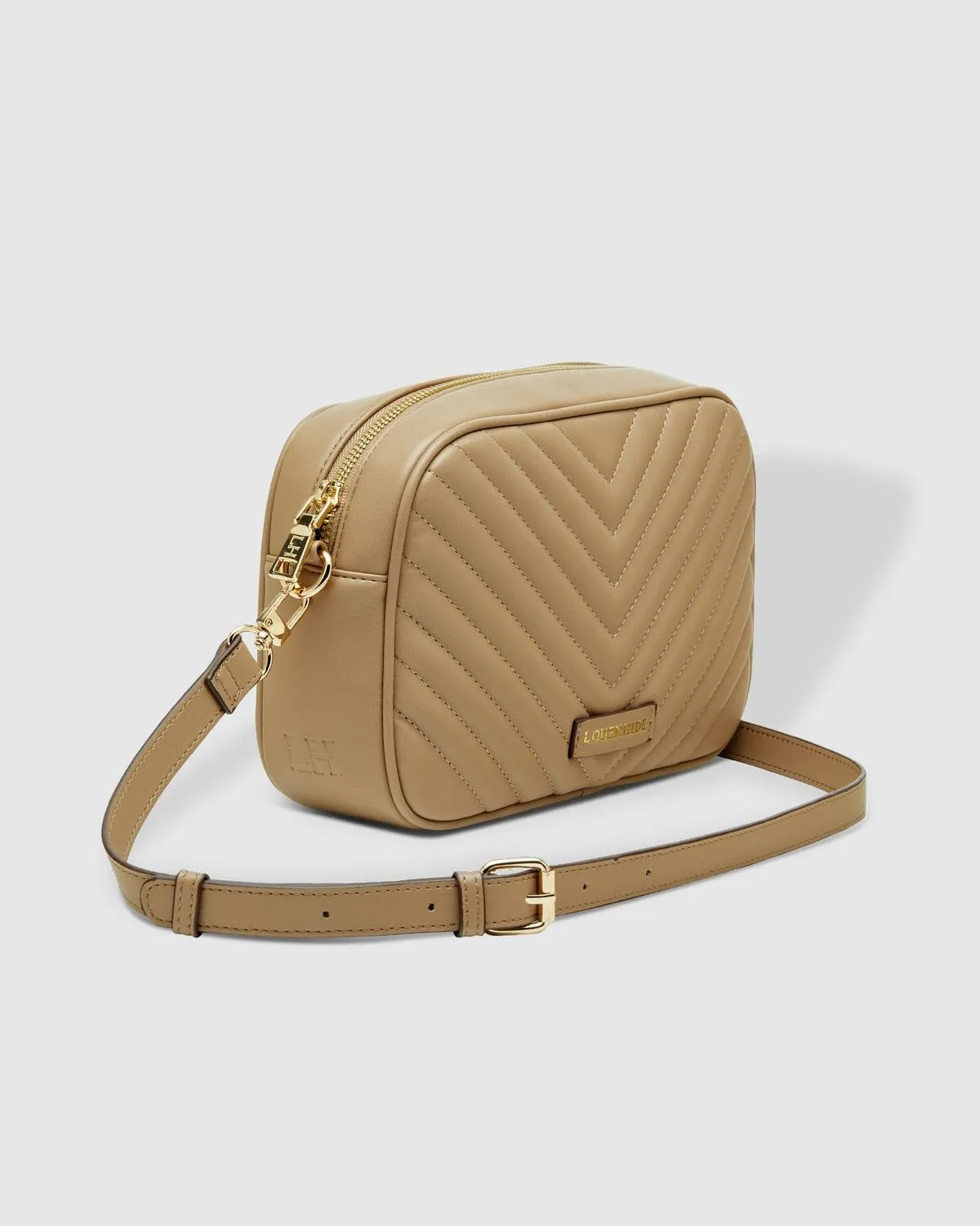 LOUENHIDE Anastasia Quilted Crossbody Bag - Coffee