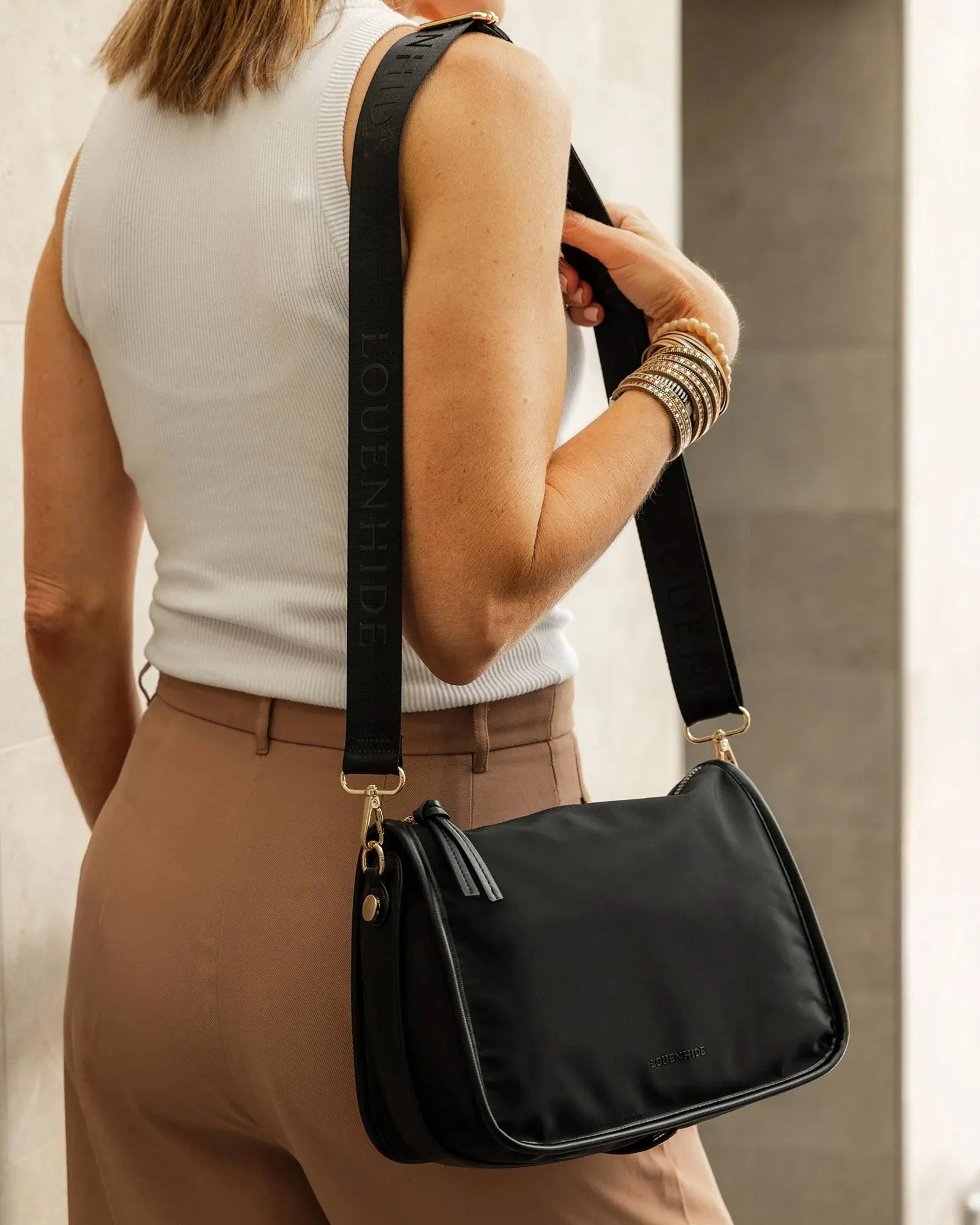 LOUENHIDE Milan Nylon Crossbody Bag - Black