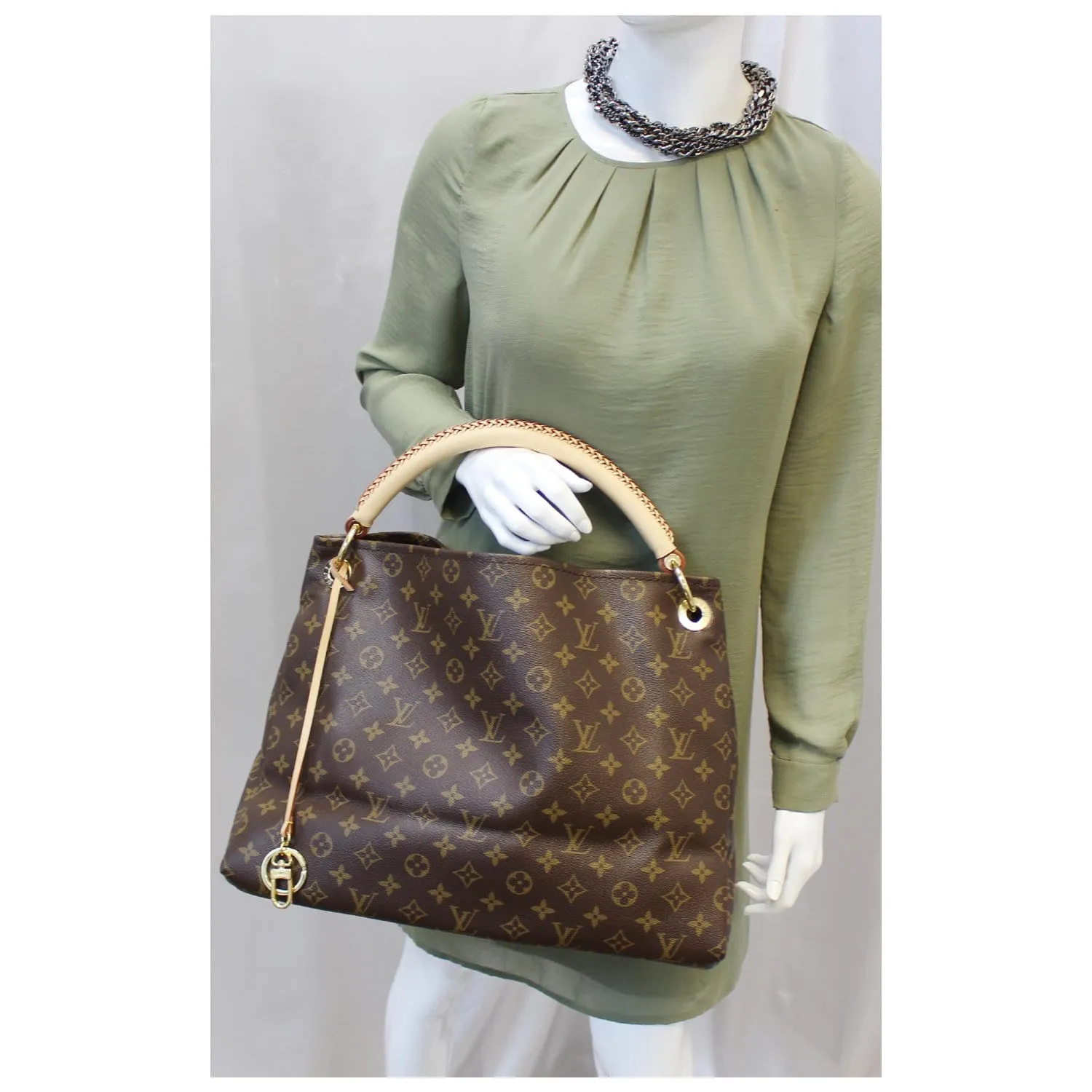 LOUIS VUITTON Artsy MM Monogram Canvas Shoulder Bag Brown