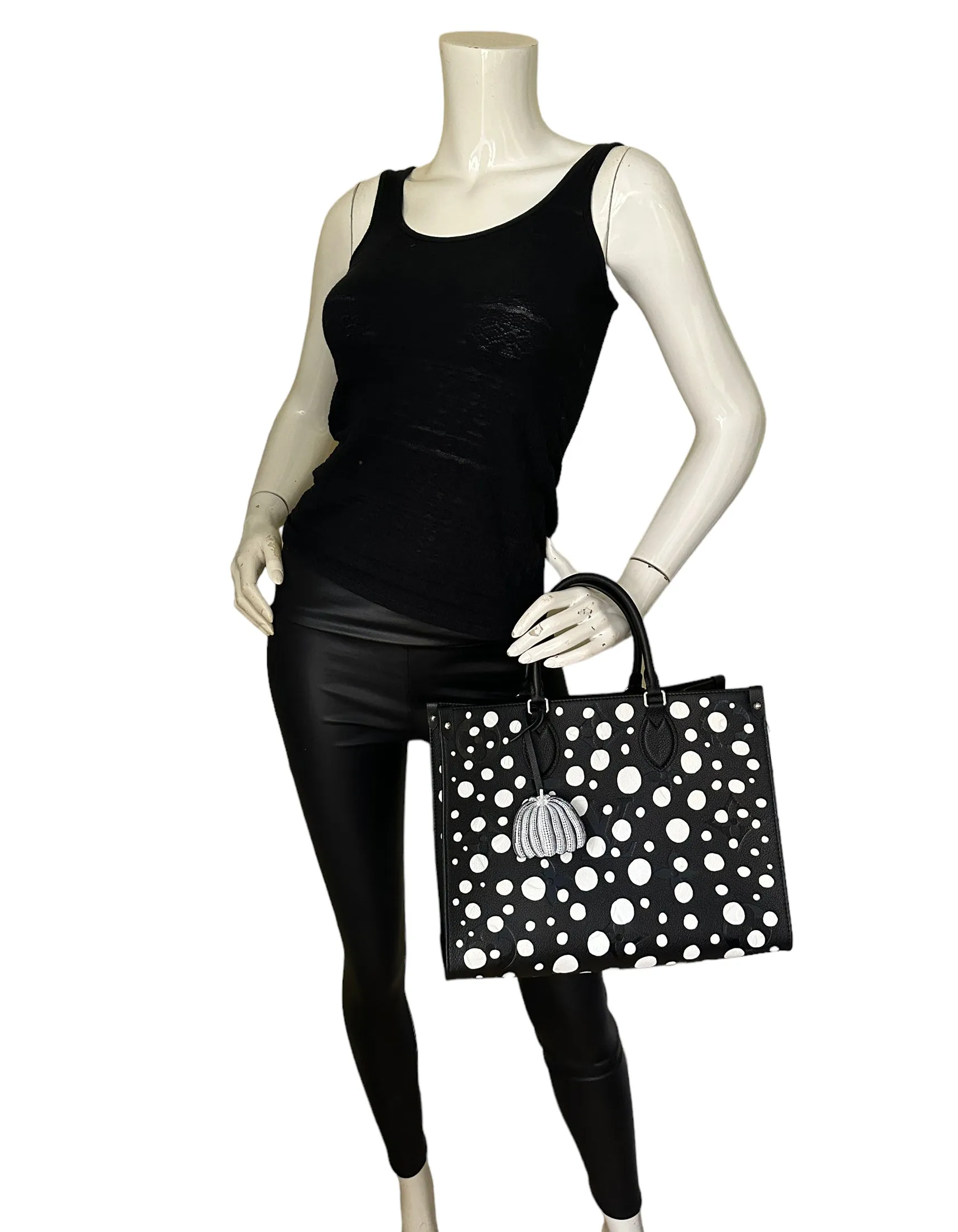 Louis Vuitton Black/White Empreinte Monogram LV x YK OnTheGo MM Tote Bag