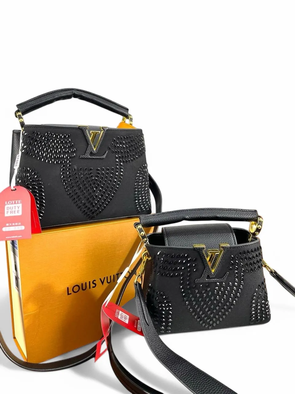 Louis Vuitton C'apucines BB & Mini – Black with Glossy Studded Embellishments