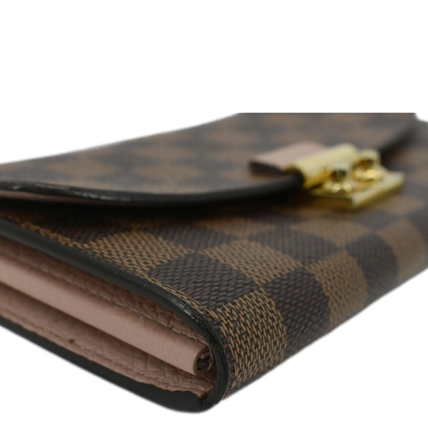 LOUIS VUITTON Croisette Damier Ebene Crossbody Chain Wallet Brown