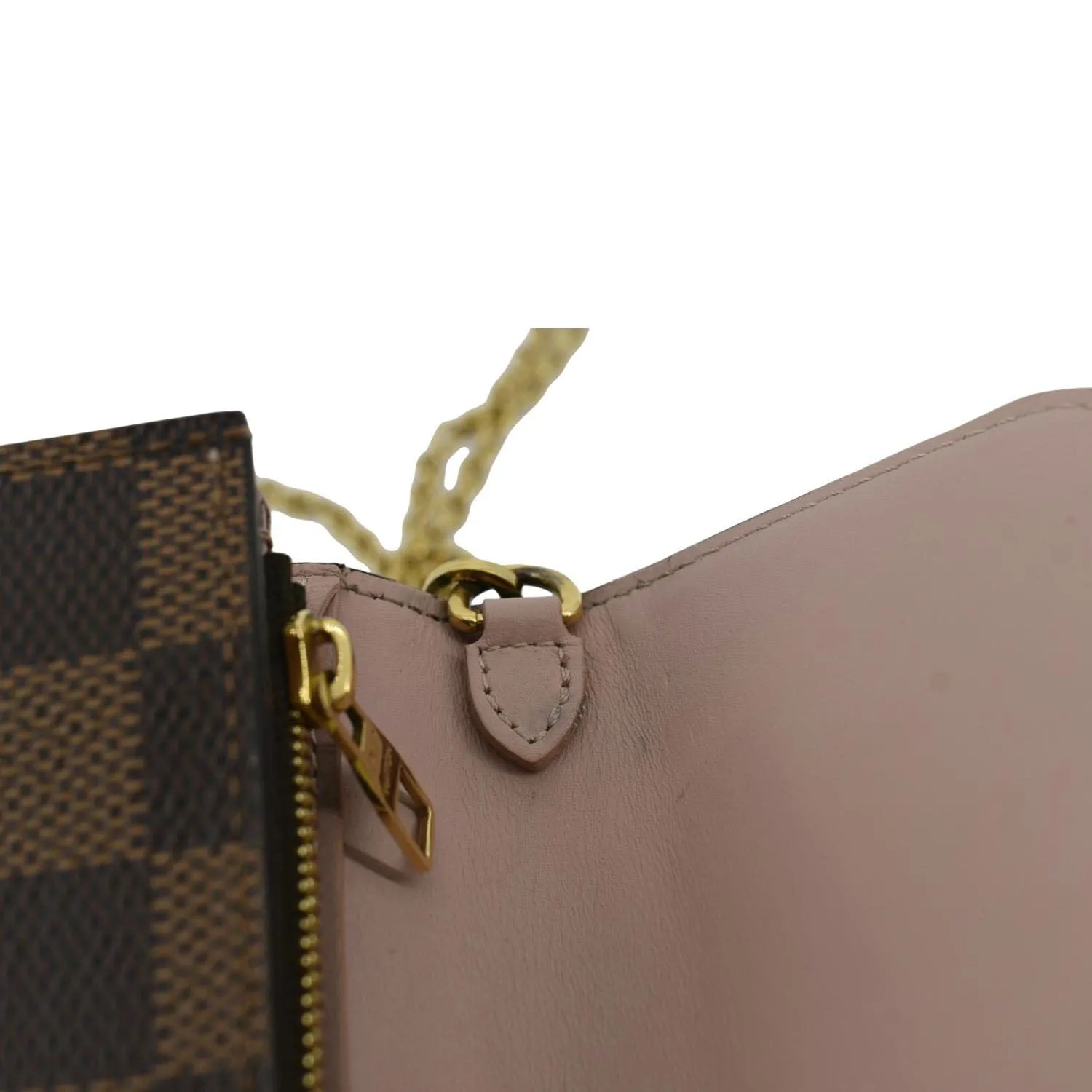LOUIS VUITTON Croisette Damier Ebene Crossbody Chain Wallet Brown