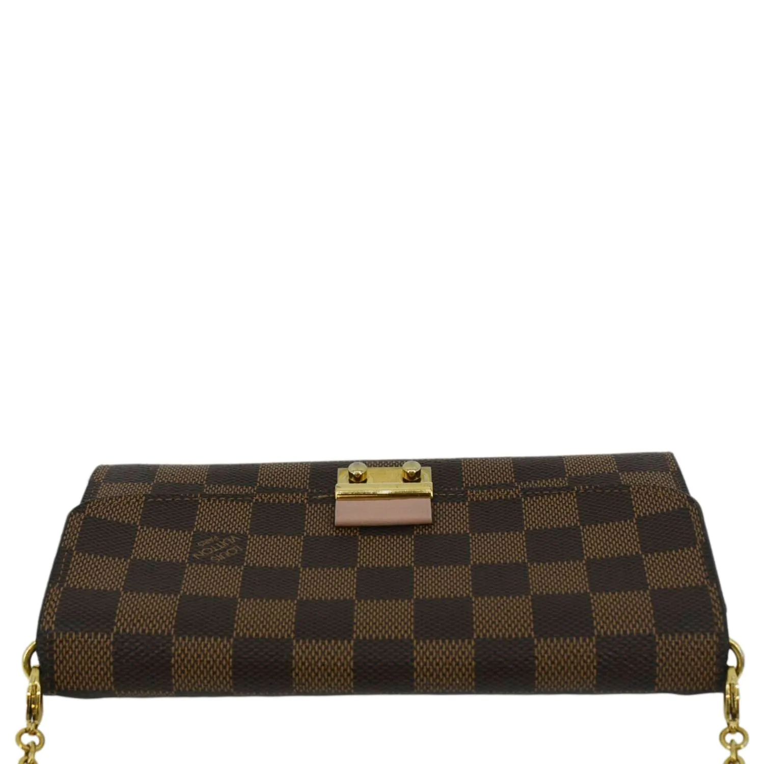 LOUIS VUITTON Croisette Damier Ebene Crossbody Chain Wallet Brown