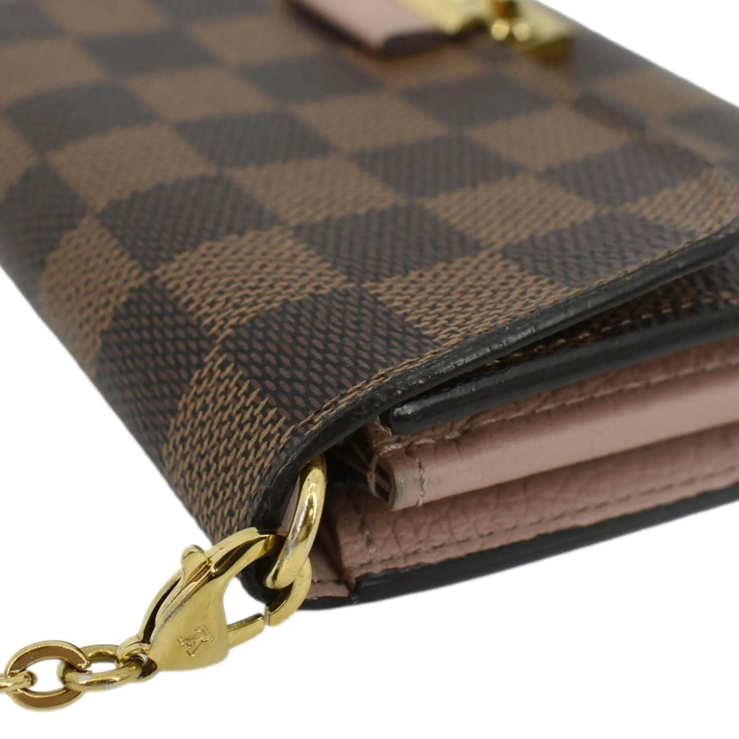 LOUIS VUITTON Croisette Damier Ebene Crossbody Chain Wallet Brown