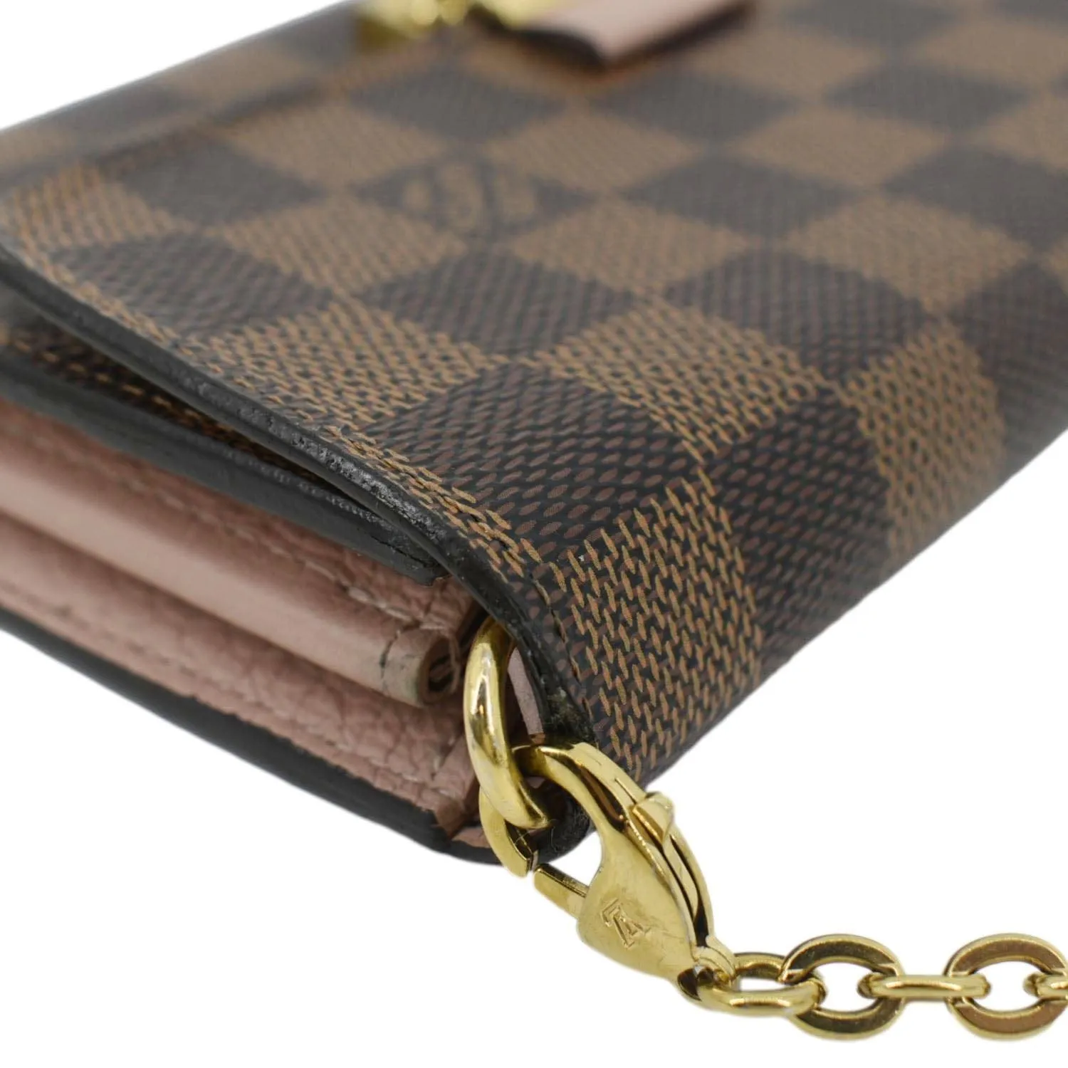 LOUIS VUITTON Croisette Damier Ebene Crossbody Chain Wallet Brown
