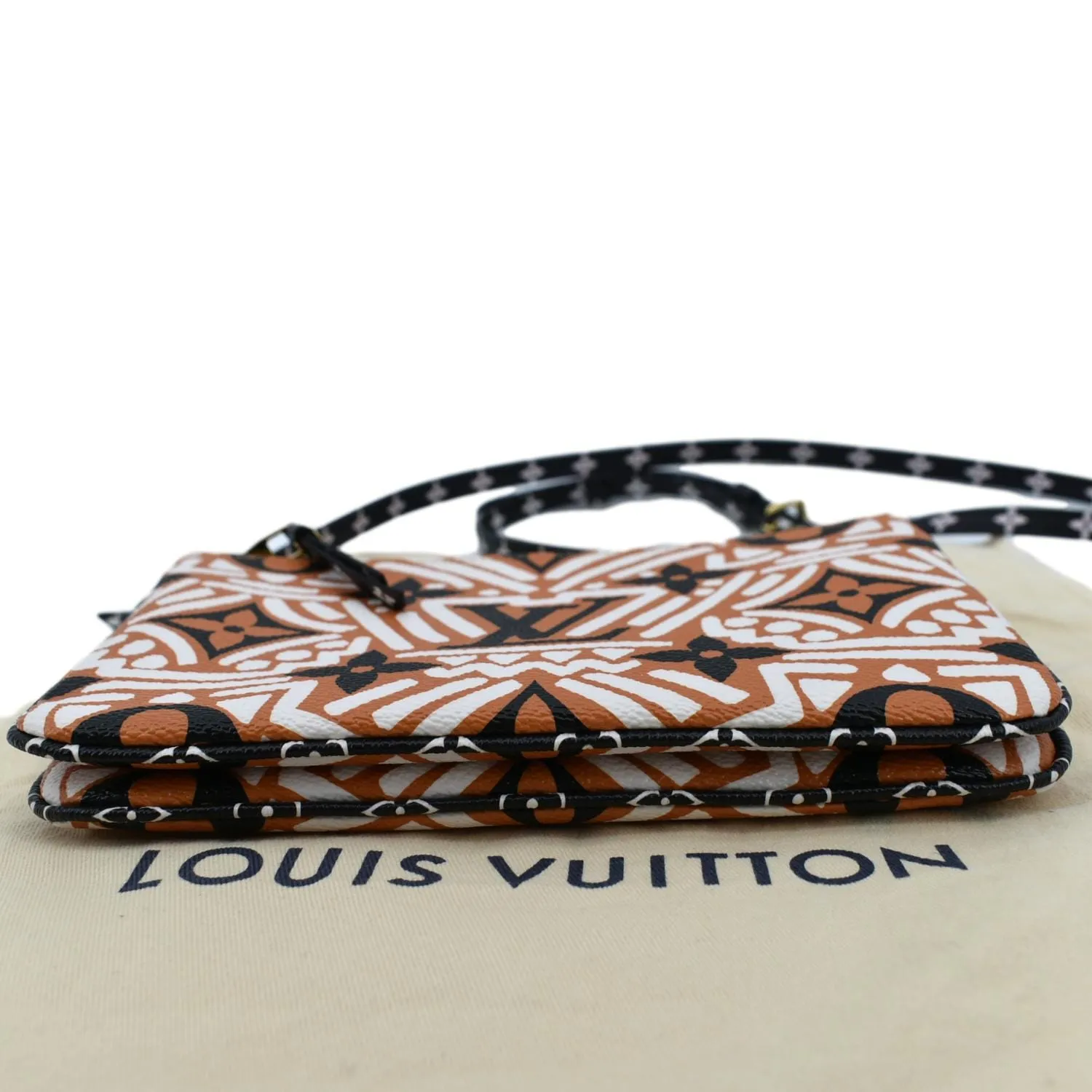 LOUIS VUITTON Double Zip Pochette Crafty Monogram Giant Crossbody Bag Creme Caramel