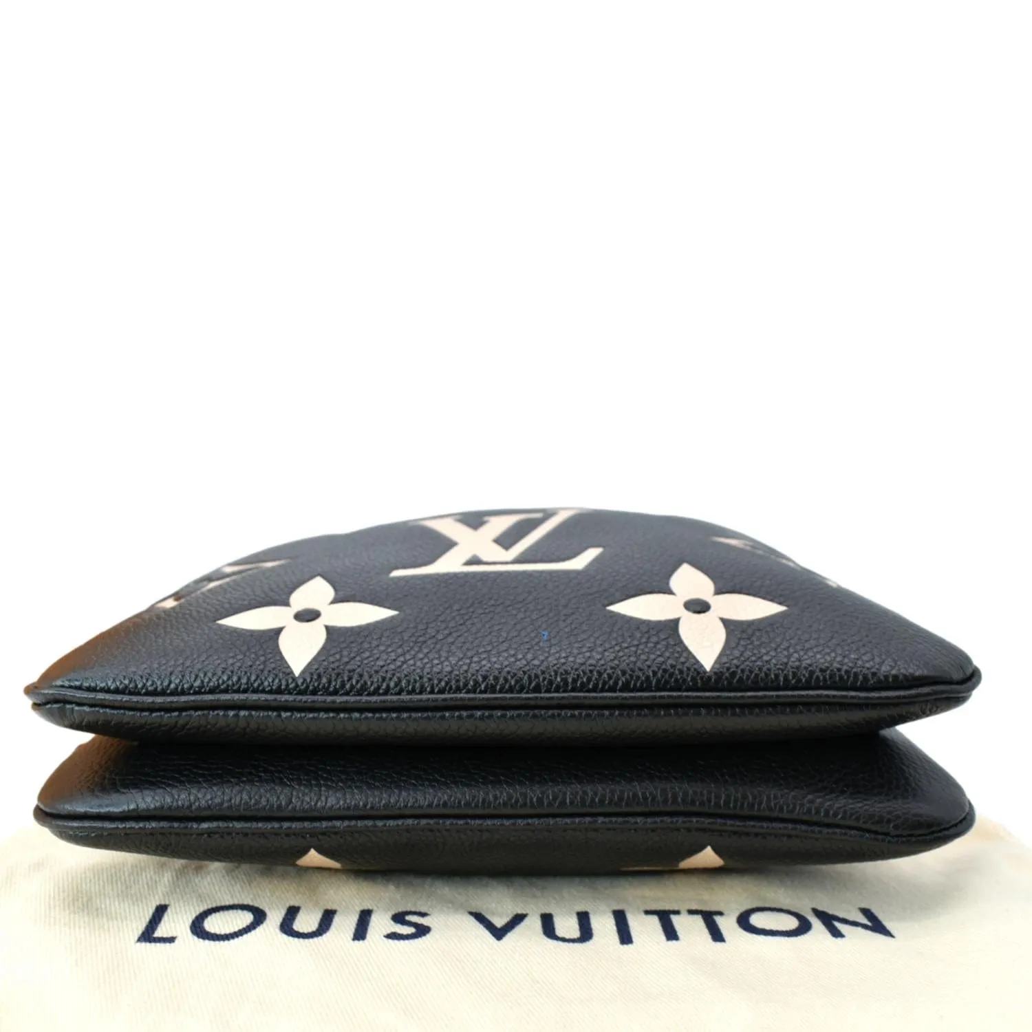 LOUIS VUITTON Double Zip Pochette Monogram Empreinte Crossbody Bag Bicolor
