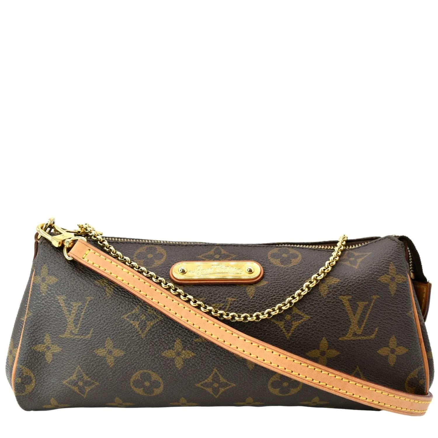 LOUIS VUITTON Eva Monogram Canvas Pochette Crossbody Bag Brown