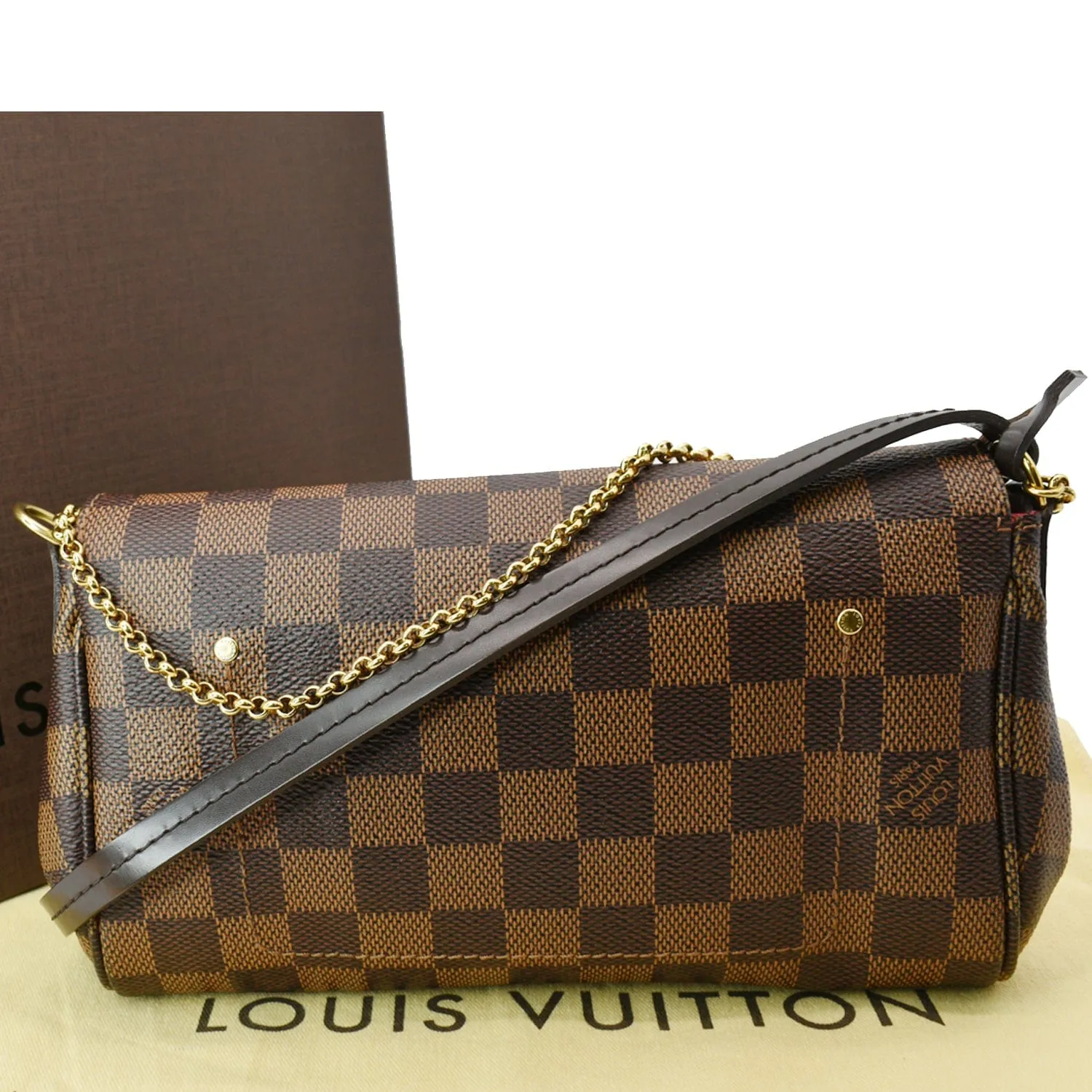 LOUIS VUITTON Favorite PM Damier Ebene Crossbody Bag Brown
