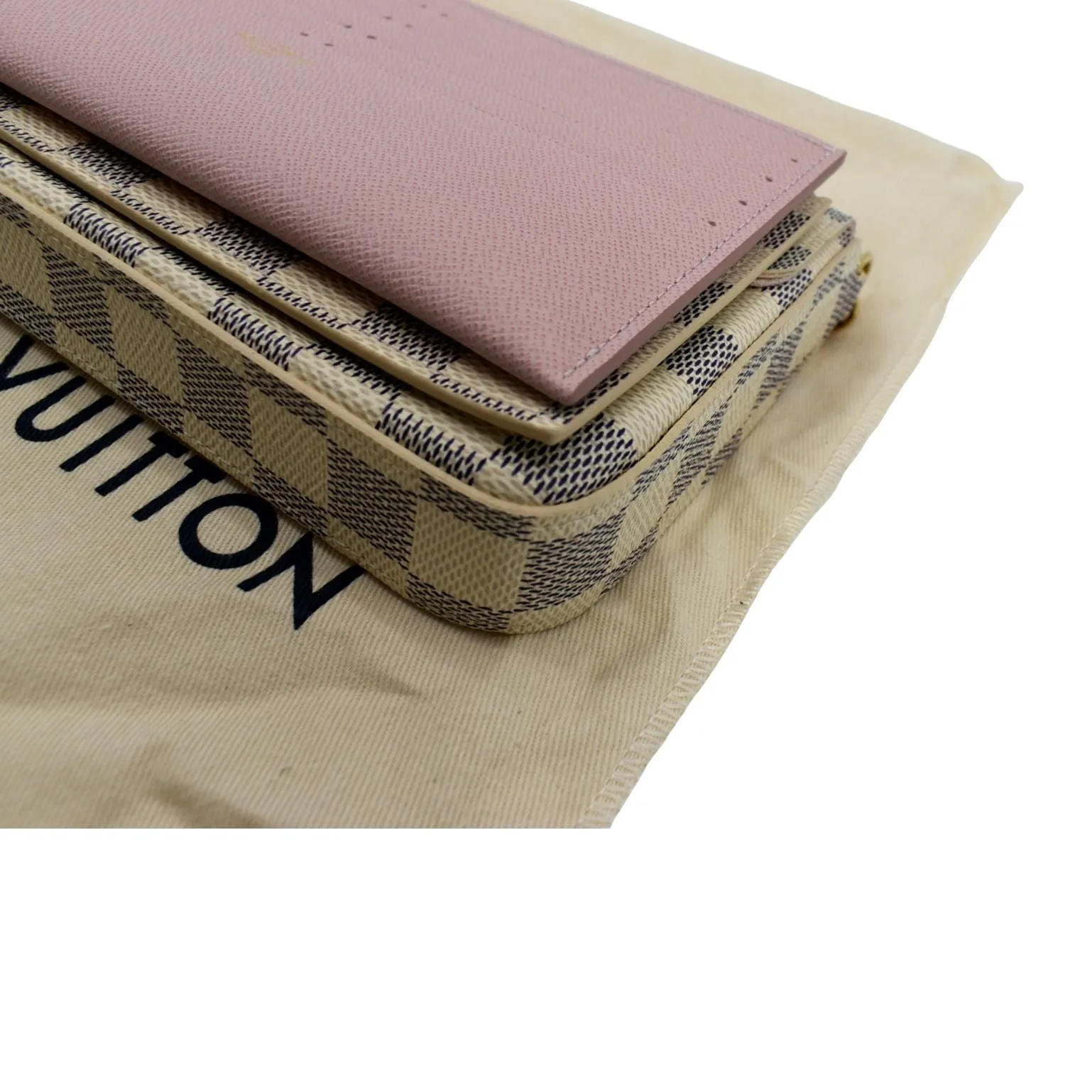 LOUIS VUITTON Felicie Pochette Damier Azur Crossbody Bag White