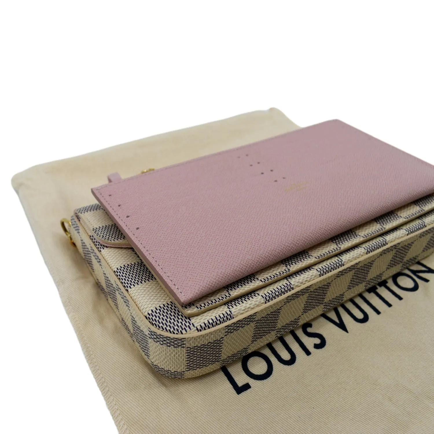 LOUIS VUITTON Felicie Pochette Damier Azur Crossbody Bag White