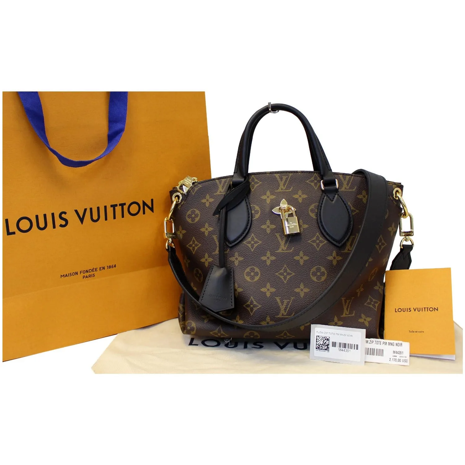 LOUIS VUITTON Flower Zipped PM Monogram Canvas Tote Bag Brown