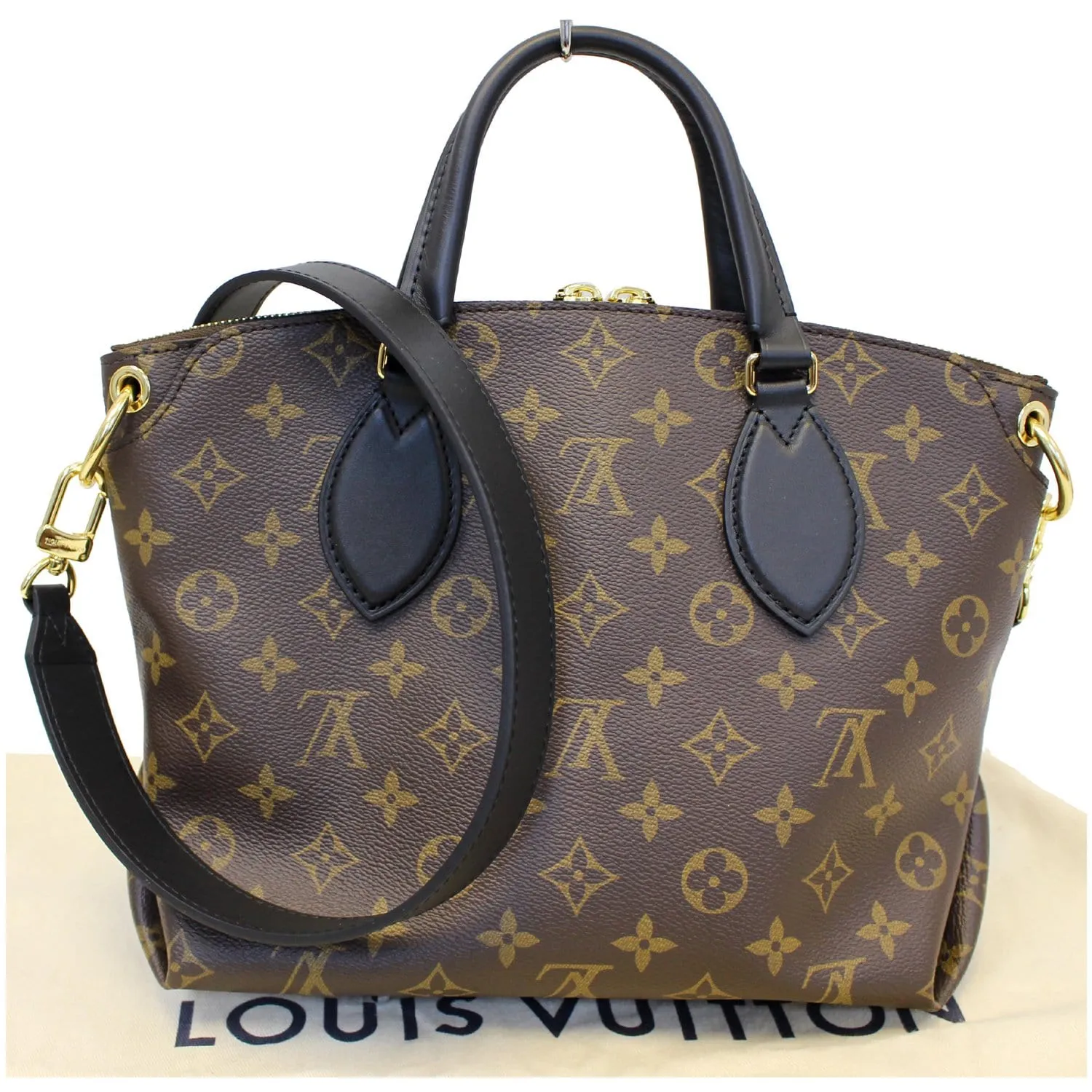 LOUIS VUITTON Flower Zipped PM Monogram Canvas Tote Bag Brown