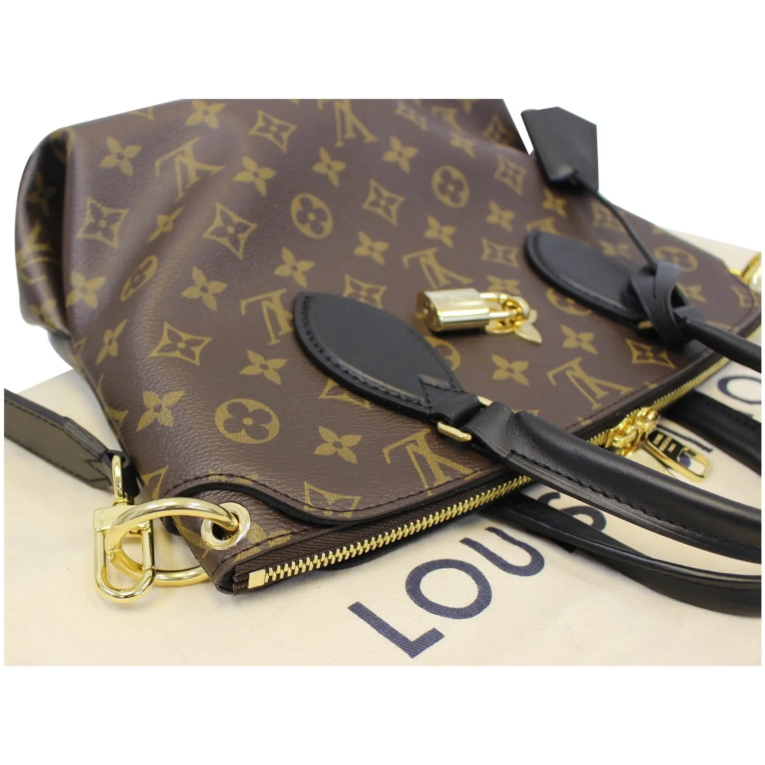LOUIS VUITTON Flower Zipped PM Monogram Canvas Tote Bag Brown